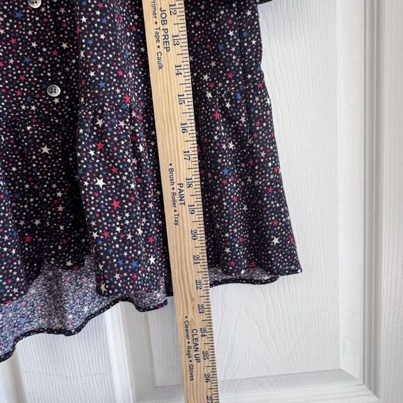 Madewell Top Womens Small Star Print Peplum Ruffle Hem Button Blouse - Picture 4 of 8